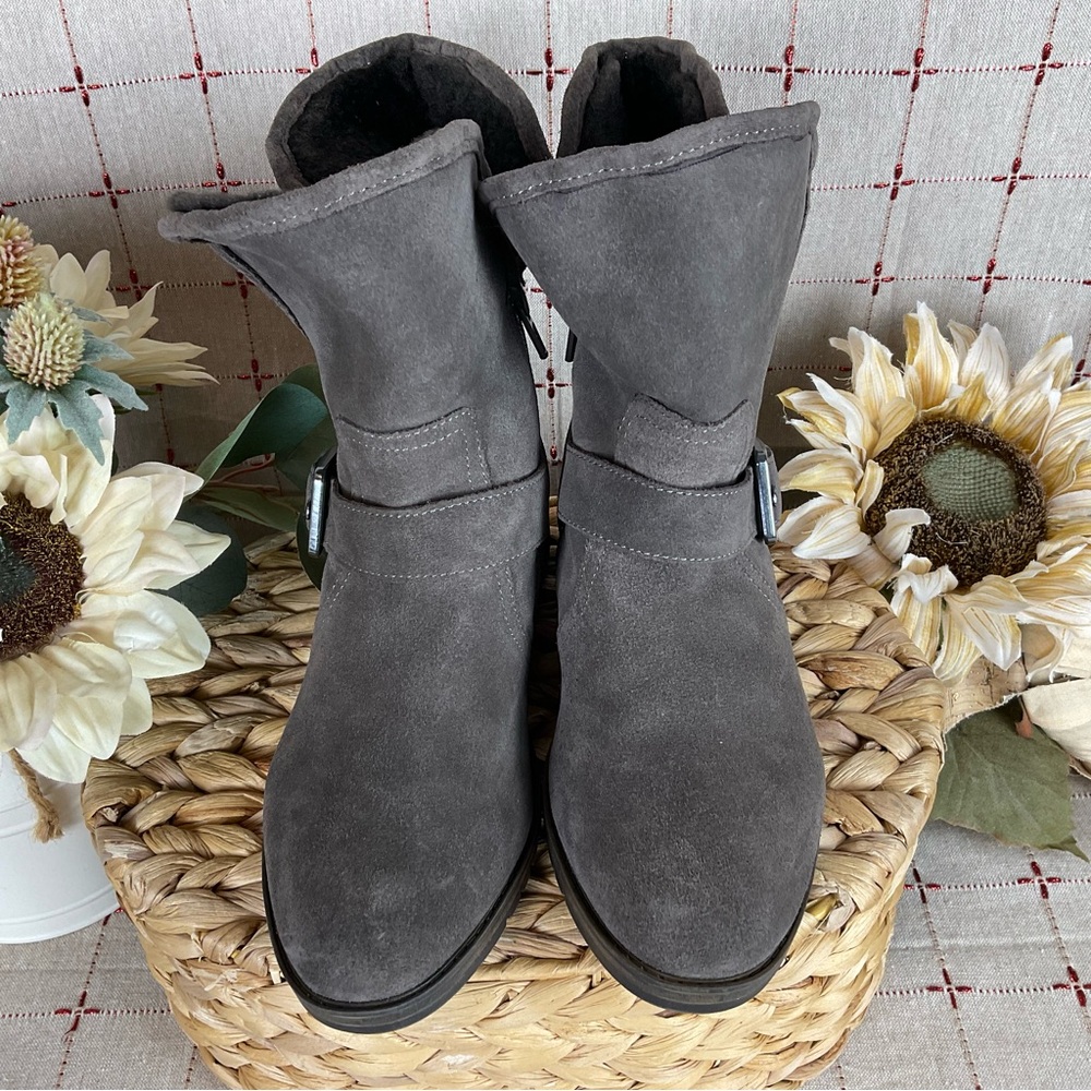 Naturalizer “Sutton” Suede Faux Fur Ankle Boots Fold Down Bootie Sz 5 NWOB - Picture 3 of 6